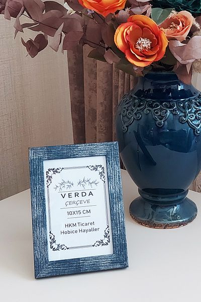 Verda Çerçeve Κορνίζα 10x15 cm! Διακοσμητικό πλαίσιο επιφάνειας εργασίας με γυαλί PVC με ξύλινα πόδια!