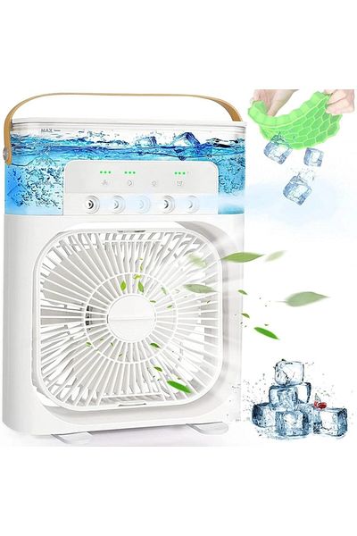 OEM Mini Portable Air Conditioner 3 in 1 – Fan with Water, Humidifier and RGB LED Light, 7 Colors, Whi