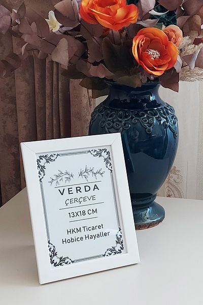 Verda Çerçeve Κορνίζα 13x18 cm! Διακοσμητικό πλαίσιο επιφάνειας εργασίας με γυαλί PVC με ξύλινα πόδια!