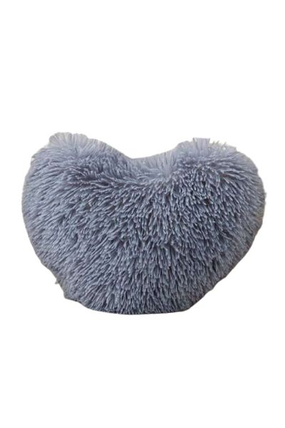 JOJO HOME Fluffy Decorative Heart-Shaped Pillow, Jojo Home, 40x30x10cm, Grey