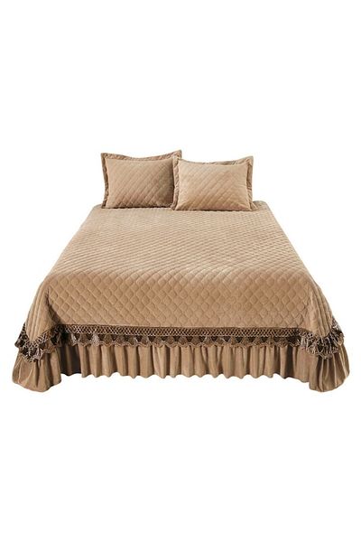 OEM Pilota și 2 fețe de pernă, catifea matlasată cu broderie, MS STAR, 3 piese, dublă, uni, 220X240cm,