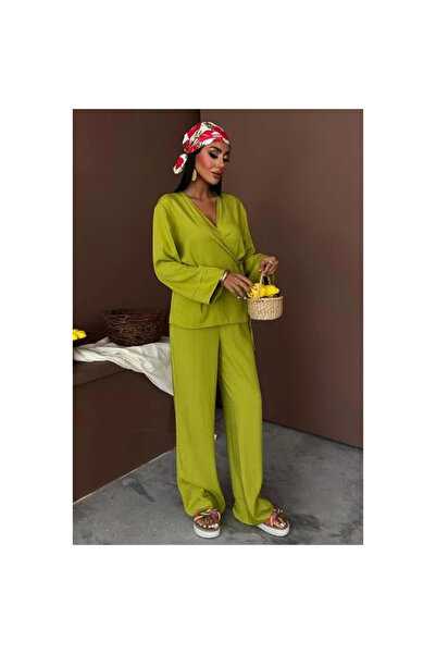 POLEXP By Han Double-Breasted Classic Style Linen Suit with Pants 10191