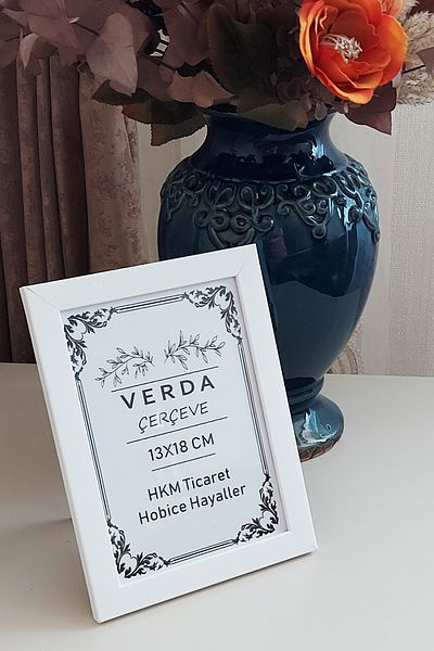 Verda Çerçeve Κορνίζα 13x18 cm! Διακοσμητικό πλαίσιο επιφάνειας εργασίας με γυαλί PVC με ξύλινα πόδια!