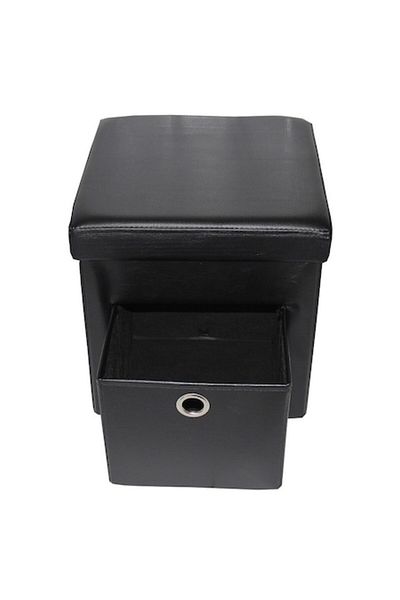 OEM Set 2 x Otoman pliabil cu spațiu de depozitare și sertar, 38x38x38 cm, Grunberg Negru