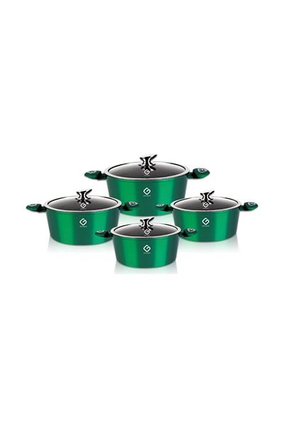 OEM Set 2 x 4 Cratite din Aluminiu cu Capace din Sticla, Verzi, Compatibile cu Plita cu Inductie, Grunbe