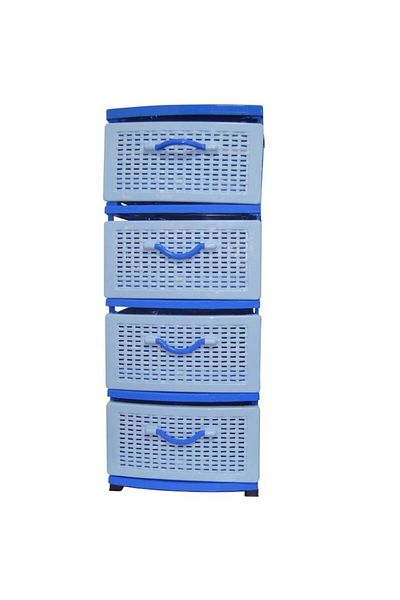 OEM Dulap de depozitare din plastic, ratan, tip Sterk, albastru, 38x45x90cm, Regal Trade