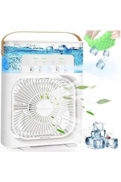 OEM Mini Portable Air Conditioner 3 in 1 – Fan with Water, Humidifier and RGB LED Light, 7 Colors, Whi