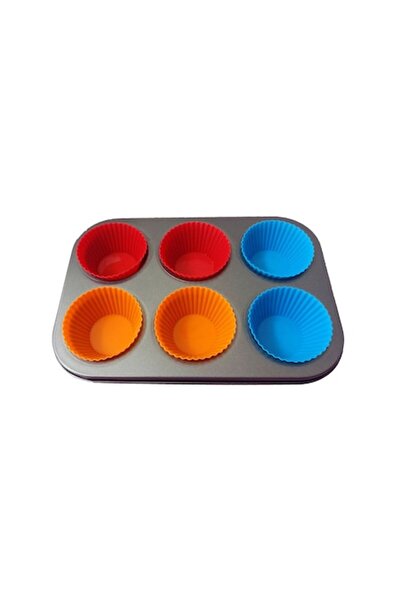 BV Baking Tray for 6 Muffins with 6 Silicone Cups, 70COF