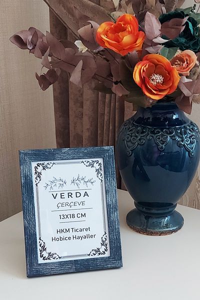 Verda Çerçeve Κορνίζα 13x18 cm! Διακοσμητικό πλαίσιο επιφάνειας εργασίας με γυαλί PVC με ξύλινα πόδια!