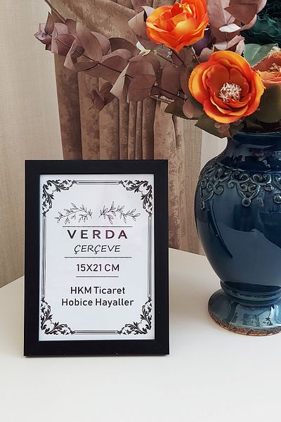 Verda Çerçeve Κορνίζα 15x21 cm! Διακοσμητικό πλαίσιο επιφάνειας εργασίας με γυαλί PVC με ξύλινα πόδια!
