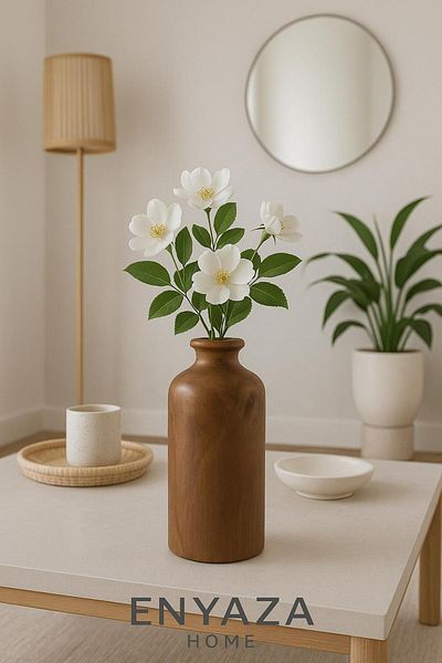 ENYAZA(2024) Decorative Vase - Minimal Table Top Cylinder Vase |   Gift White Vase