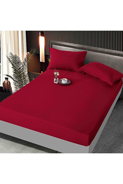 OEM Damask Elastic Bed Sheet for 2 People, MS STAR, Red, 160x200cm+35cm