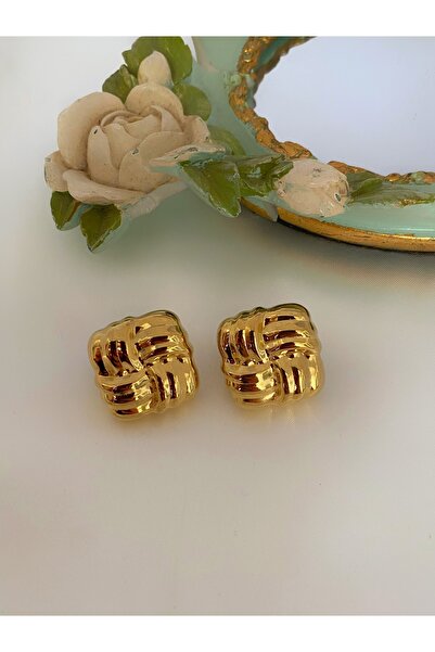 Asia by Leuvoié Asia By Leuvoie Altın Kaplama Çelik Kare Paslanmaz Çelik Küpe