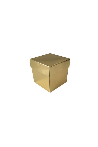 TT Tahtakale Toptancıları Metalized Glossy Complete Cardboard Box Solid Color 6X6X6 cm (25 Units) Gold