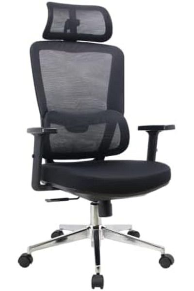 SPEARPC كرسي مكتب شبكي مريح من SPEAR SC-344 مع مسند ذراع أحادي الأبعاد - ظهر مرتفع، ودعم قطني، أسود متوسط