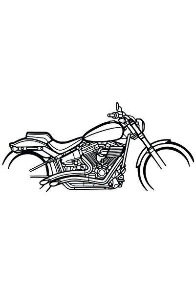 Mirfa Wooden Wall Art With Self Adhesive Base - Black (Harley Davidson Motorcycle)
