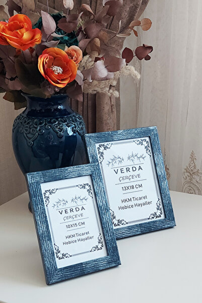 Verda Çerçeve 2 Piece Frame 10X15 cm and 13X18 cm Photo Frame! Decorative Frame with Wooden Legs and Pvc Glass!