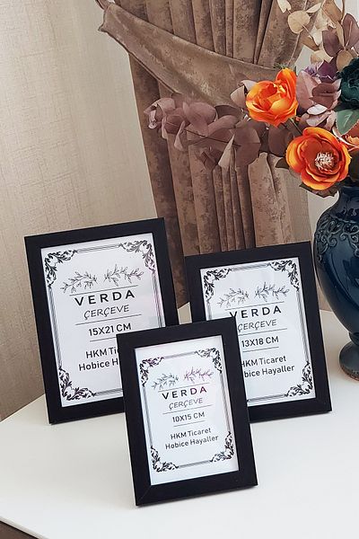 Verda Çerçeve Σετ 3! Κορνίζα 10x15, 13x18 cm και 15x21 cm! Διακοσμητικό πλαίσιο με γυαλί PVC με ξύλινα πόδια!