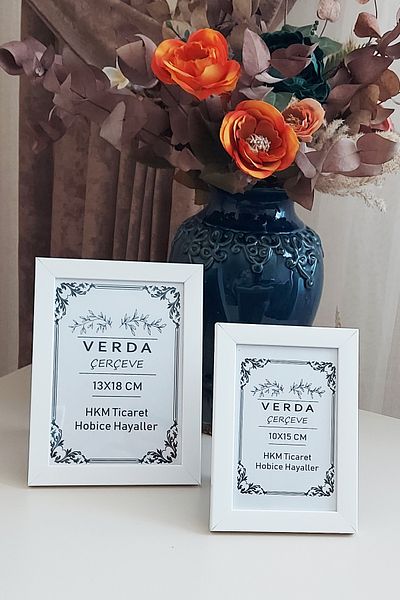 Verda Çerçeve Κορνίζα 2 τεμαχίων 10x15 cm και 13x18 cm κορνίζα φωτογραφιών! Διακοσμητικό πλαίσιο με γυαλί PVC με ξύλινα πόδια!