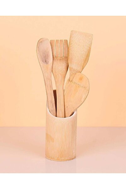 LY EKİP PAZARLAMA طقم ملاعق من الخيزران مكون من 5 قطع