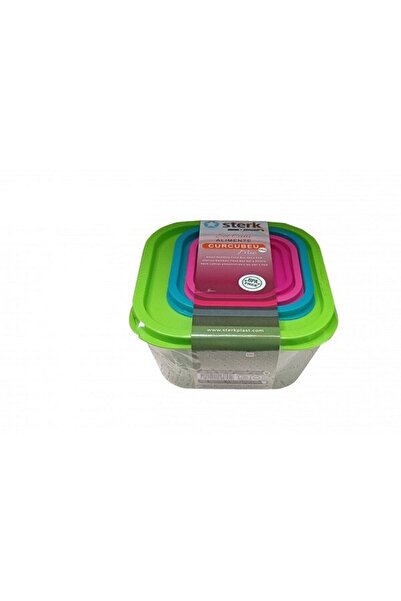 sterk Set 4 Food Storage Containers with Lid, Small Rainbow,