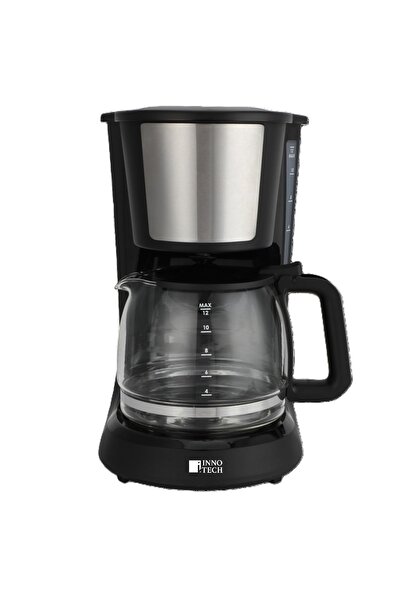 INNOTECH ماكينة صنع القهوة CM-150B - سعة 1.5 لتر، 750 واط، مضادة للتنقيط، تحافظ على الدفء، إيقاف تشغيل تلقائي، وعاء زجاجي، أسود، 220-240 فولت