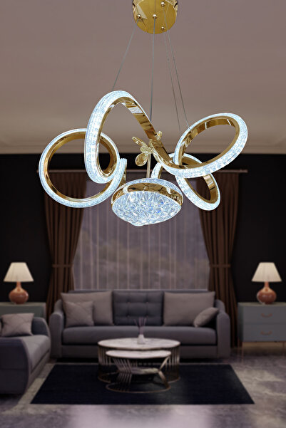 RSCOLLECTIONS Kıvrım Eliza Tek Toplu Simli Slikonlu Modern Oturma Led Avizesi...