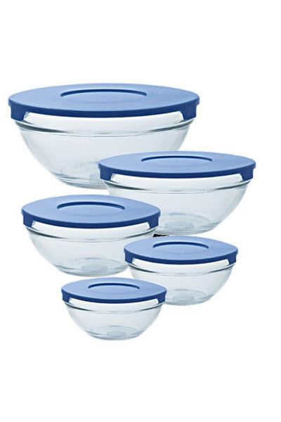 Vanora Home Set 5 boluri de sticla, capace plastic Grunberg - GR336 albastru