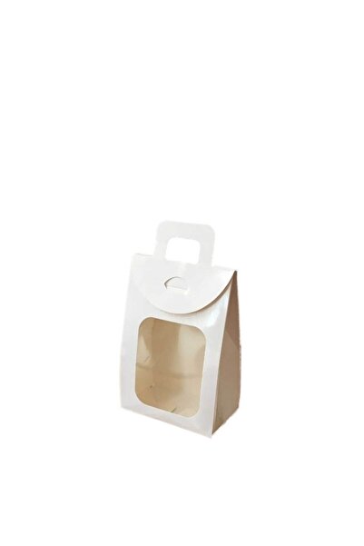 TT Tahtakale Toptancıları Kına Ve Çerez Çantası Pencereli Karton 7.5x11x4 (20 Adet) Beyaz