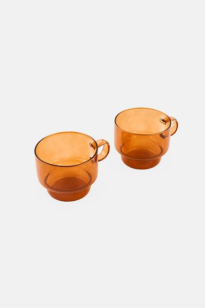 Muy Mucho 2 Pieces Borosilicate Cups 300ml, Brown