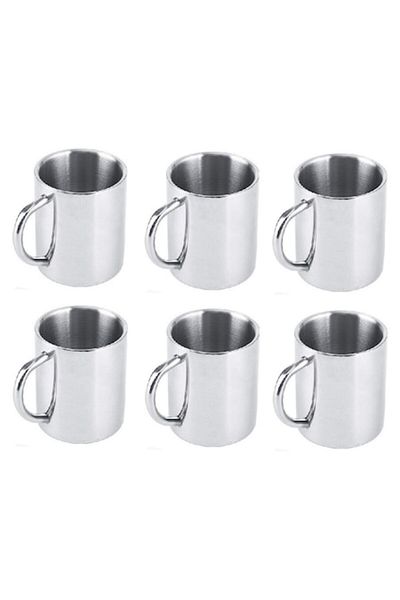 OEM Set 6 Cani din inox, cu pereti dubli, 200 ml