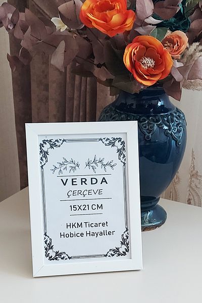 Verda Çerçeve Κορνίζα 15x21 cm! Διακοσμητικό πλαίσιο επιφάνειας εργασίας με γυαλί PVC με ξύλινα πόδια!