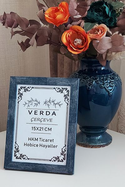 Verda Çerçeve Κορνίζα 15x21 cm! Διακοσμητικό πλαίσιο επιφάνειας εργασίας με γυαλί PVC με ξύλινα πόδια!