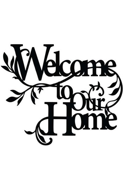 Mirfa Wooden Wall Art With Self Adhesive Base - Black (Welcome to Our Home)
