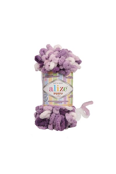 Alize Puffy Color Hand Knitting Yarn 100g – Easy to Knit Without Needles – Color No:5923