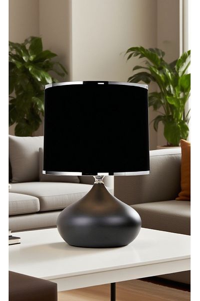 571 Store Elipse Table Lamp Shade Metal Body Fabric Head Lighting