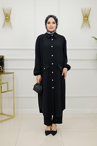 VALENS BOUTİQUE Buttoned Front and Back Double Pants Tunic Set Melike