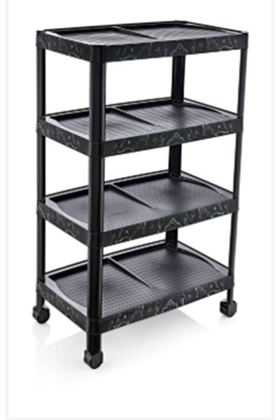 POMSTORE Şık Görünüm Lüks Model Siyah Mermer Desenli 4 Katlı Demonte Ayakkabı...