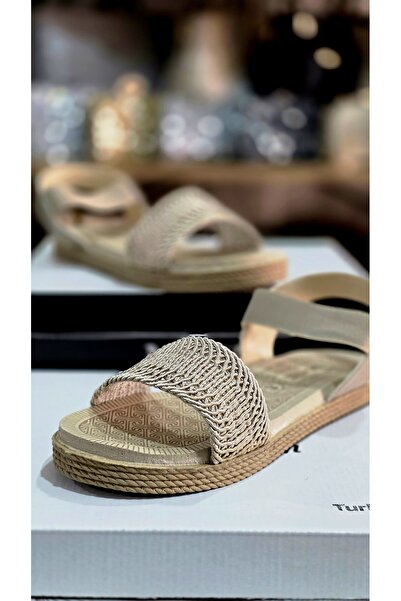 Shoes'n Women's Knitted Straw Look Single Strap Sandals
