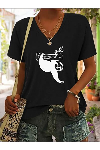 NOFLEN ΓΥΝΑΙΚΕΙΟ ΜΠΛΟΥΖΑ MONKEY PRINTED V-NECK OVERSIZE