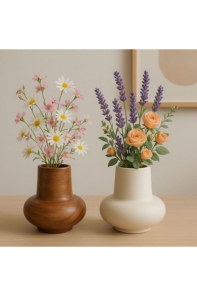 ENYAZA(2024) 2-Piece Camber Decorative Vase Pampas Vase Lal Vase Decorative Object Vase Pinterest Vase
