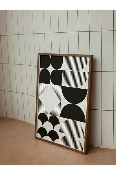 studio duha Bauhaus BW - Poster minimalist modern cu model geometric alb-negru - Pictură fără încadrare