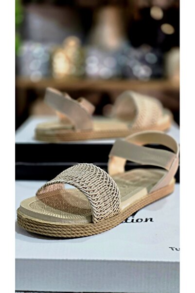 Shoes'n Women's Knitted Straw Look Single Strap Sandals