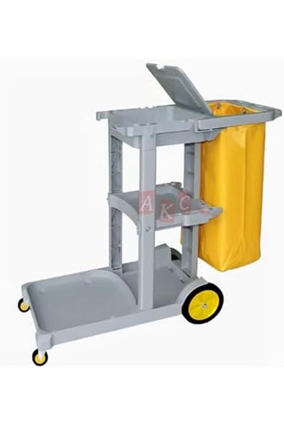 AKC GROUP AKC Multipurpose Cleaning Cart with Cover – Durable 3-Tier Utility Service Trolley with Bag – He