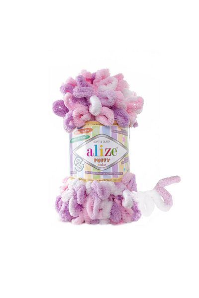 Alize Puffy Color Hand Knitting Yarn 100g – Easy to Knit Without Needles – Color No:6051