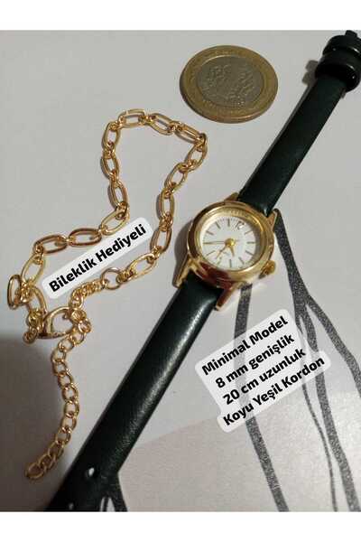 Brality ساعة يد نسائية كلاسيكية ذات طراز بسيط باللون الأخضر الداكن وحافظة ذهب...