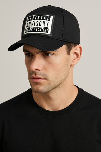 CosmoOutlet Parental Advisory Explicit Content Written Adjustable Cap Model Black Men's Hat