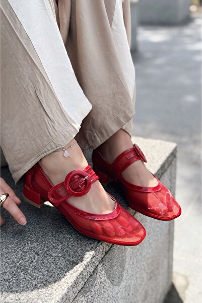 I Love Shoes Mary Jane cu cataramă roșie din plasă Cyreya