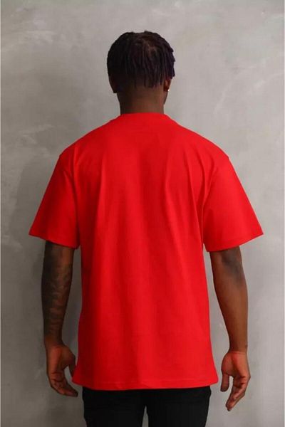 etol textile Unisex Printed Oversize T-Shirt - Red