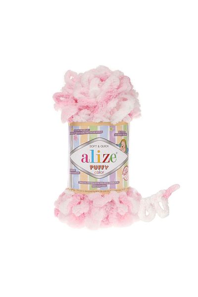 Alize Puffy Color Hand Knitting Yarn 100g – Easy to Knit Without Needles – Color No:5863